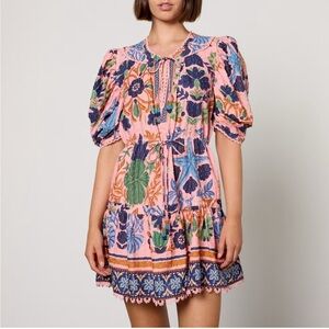 FARM Rio Pink Seashell Tapestry Mini Dress
